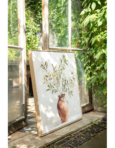 Tableau branche d'olivier Olive peinture acrylique H 82,5 cm 