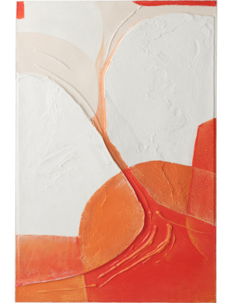 Tableau abstrait orange relief acrylique Circkles H 122,5 cm 