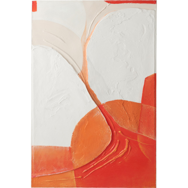 Tableau abstrait orange relief acrylique Circkles H 122,5 cm 