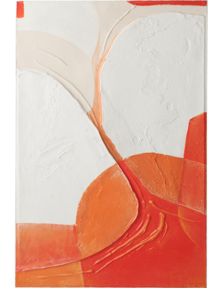 Tableau abstrait orange relief acrylique Circkles H 122,5 cm 
