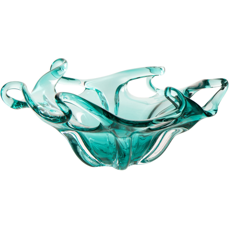 Plateau décoratif Serena en verre turquoise 36 x 36 x 17 cm 