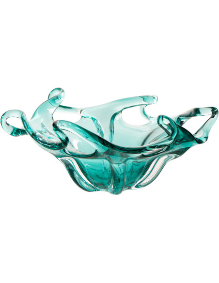 Plateau décoratif Serena en verre turquoise 36 x 36 x 17 cm 