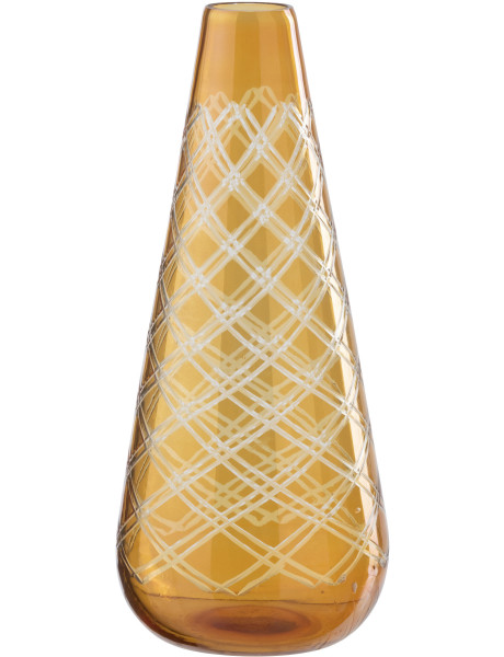 Vase Aurelio en verre ambré doré avec motifs graphiques H36 cm 