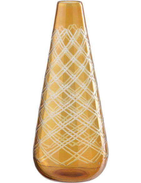Vase Aurelio en verre ambré doré avec motifs graphiques H36 cm 