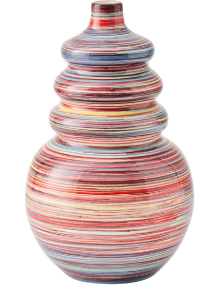 Vase décoratif Chromia en céramique striée multicolore Ø19 cm x H30 cm 