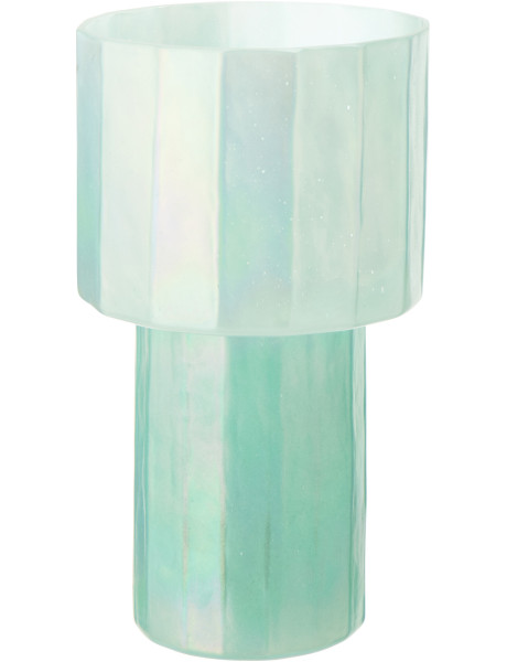 Vase Ann en verre bleu irisé nervuré Ø18 cm x H31 cm 