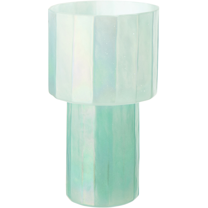 Vase Ann en verre bleu irisé nervuré Ø18 cm x H31 cm 