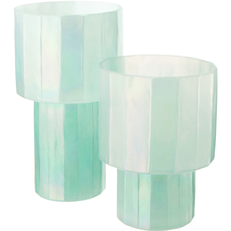 Vase Ann en verre bleu irisé nervuré Ø18 cm x H31 cm 