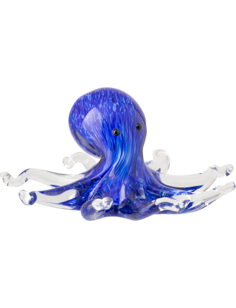 Presse-papier pieuvre Azzuro en verre bleu 19 cm 