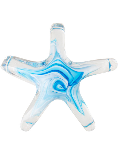Presse-papier étoile de mer Oceana en verre bleu clair 18 cm 