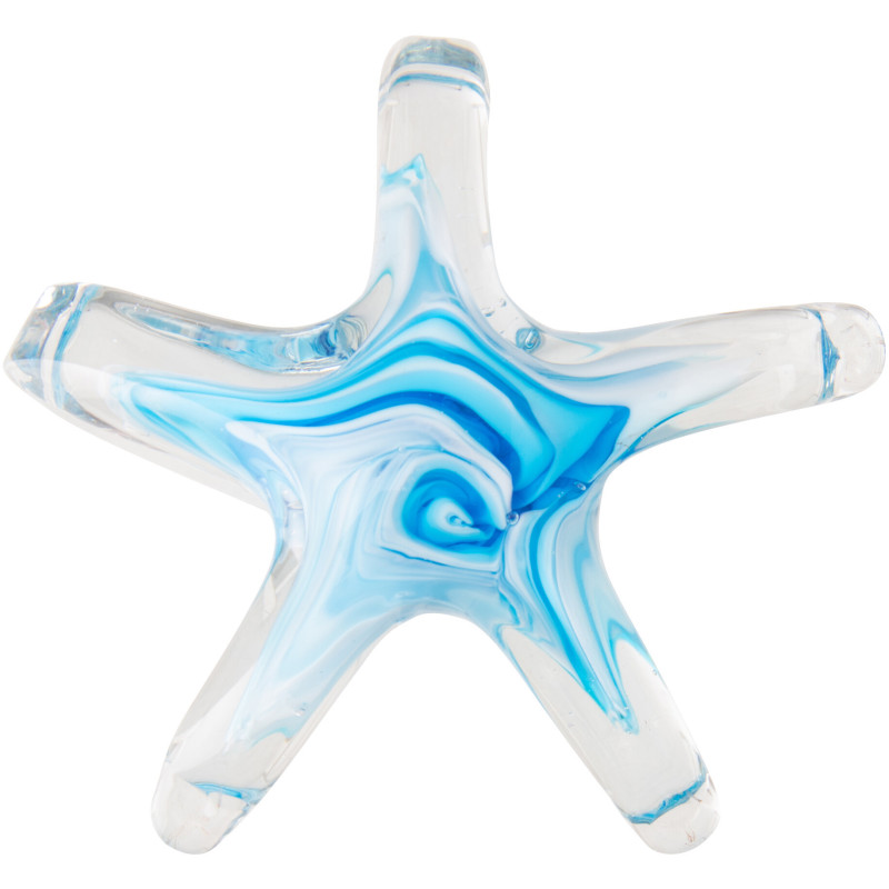 Presse-papier étoile de mer Oceana en verre bleu clair 18 cm 
