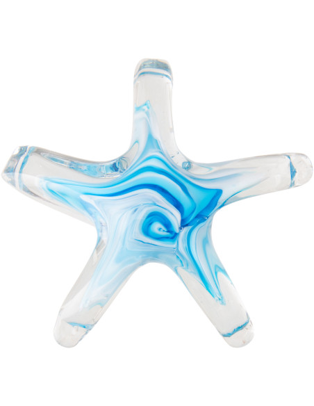 Presse-papier étoile de mer Oceana en verre bleu clair 18 cm