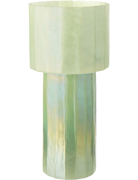 Vase Ann en verre vert nervuré Ø18 cm x H38 cm 