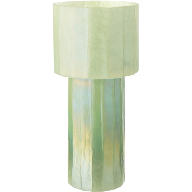 Vase Ann en verre vert nervuré Ø18 cm x H38 cm 