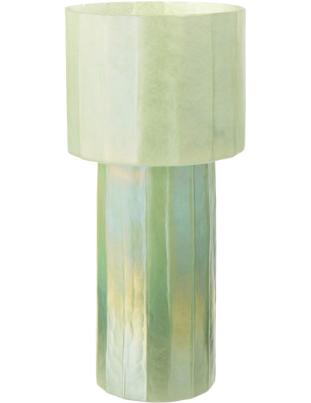 Vase Ann en verre vert nervuré Ø18 cm x H38 cm 