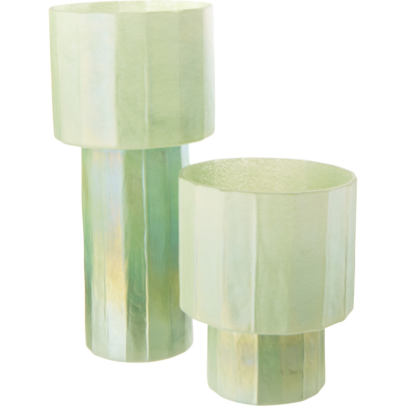 Vase Ann en verre vert nervuré Ø18 cm x H38 cm 