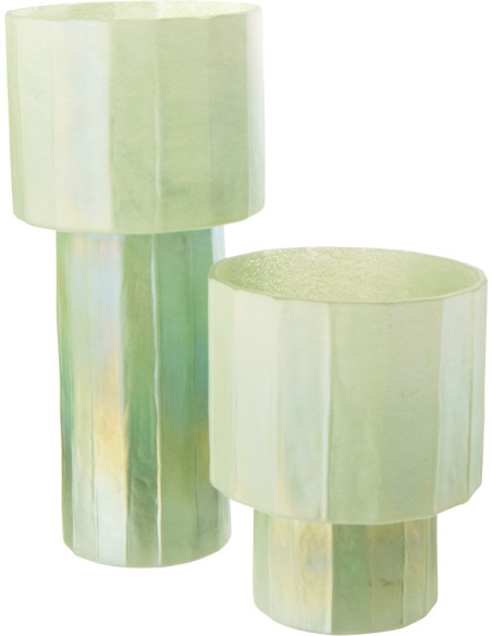 Vase Ann en verre vert nervuré Ø18 cm x H38 cm 