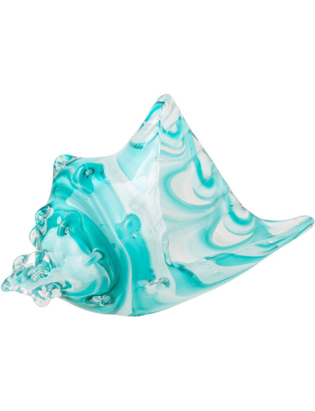 Presse-papier coquillage Calypso en verre turquoise 22 cm 