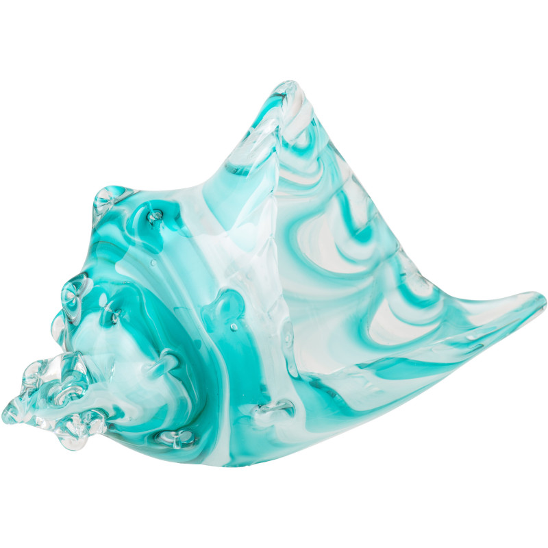 Presse-papier coquillage Calypso en verre turquoise 22 cm 