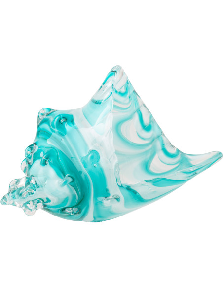 Presse-papier coquillage Calypso en verre turquoise 22 cm 