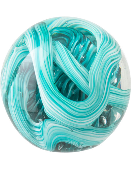 Presse-papier boule Laguna en verre turquoise Ø 8 cm 