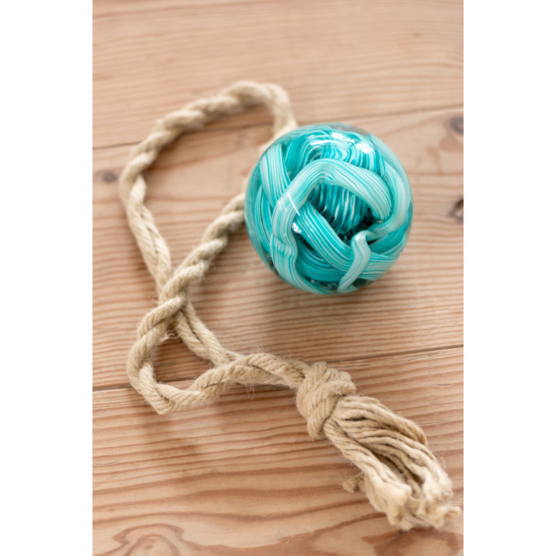 Presse-papier boule Laguna en verre turquoise Ø 8 cm 