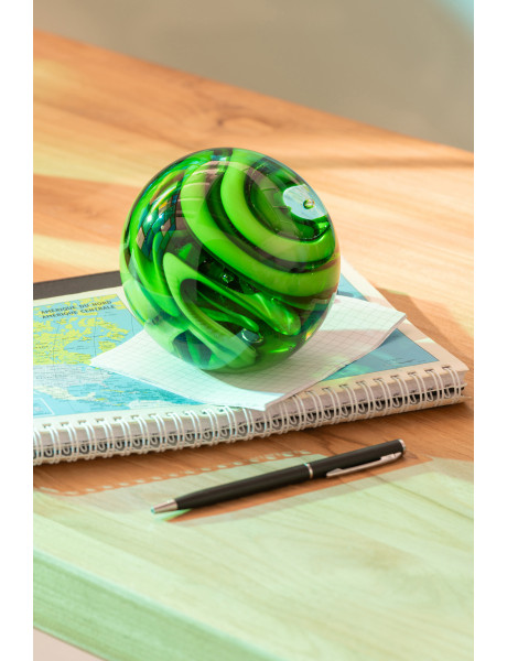 Presse-papier boule Viridia en verre vert 8 cm 