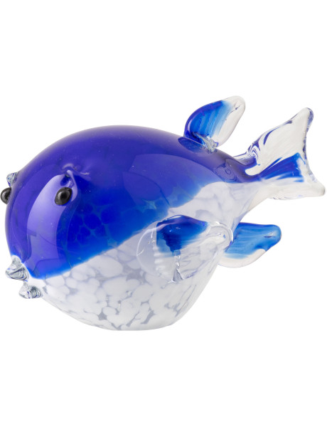 Presse-papier poisson Azzuro en verre bleu 15,5 cm 