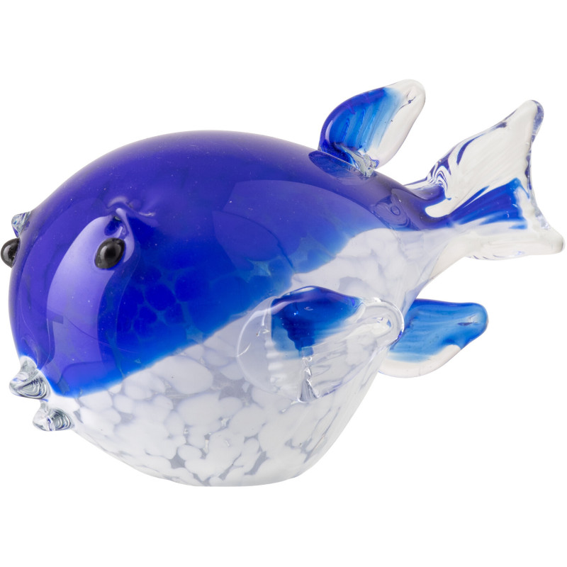 Presse-papier poisson Azzuro en verre bleu 15,5 cm 