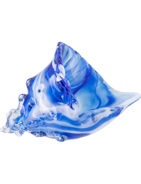 Presse-papier coquillage Azzuro en verre bleu et blanc 22 cm 