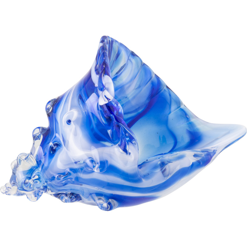 Presse-papier coquillage Azzuro en verre bleu et blanc 22 cm 