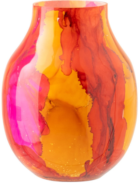 Photophore Solira en verre marbré rose et orange Ø16 cm 