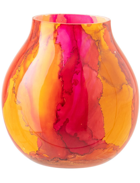 Photophore Solira en verre marbré rose et orange Ø14 cm 