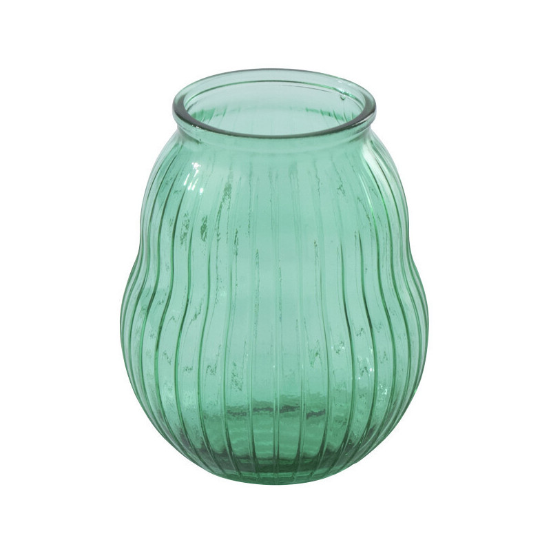 Photophore rond strié verre vert émeraude Zelmira Ø 19 x H 23 cm 