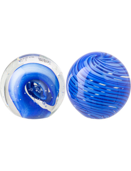 Lot de 2 presse-papiers Azzuro en verre bleu Ø10 cm 