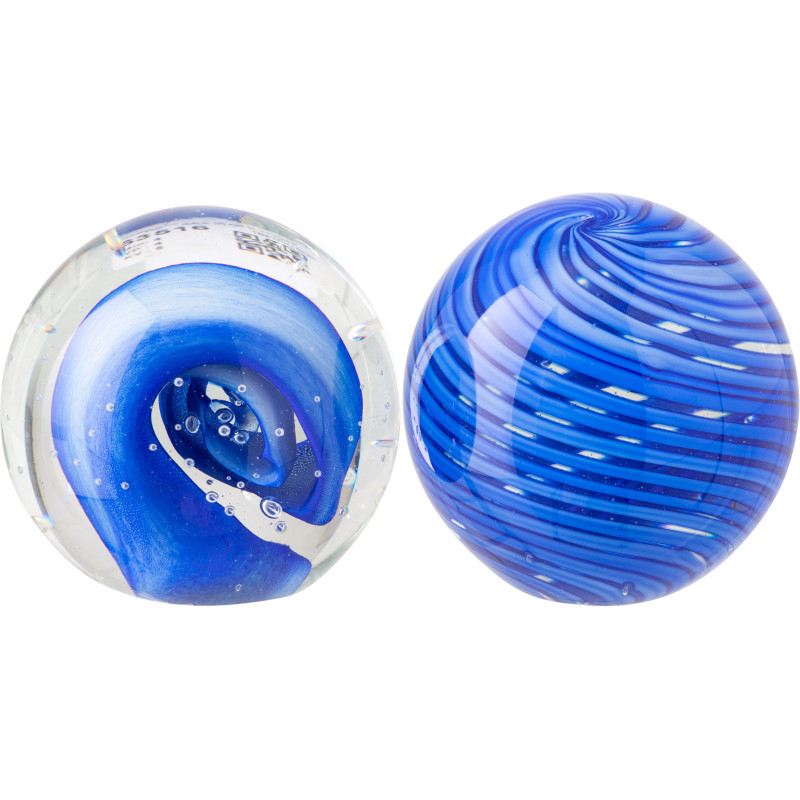 Lot de 2 presse-papiers Azzuro en verre bleu Ø10 cm 