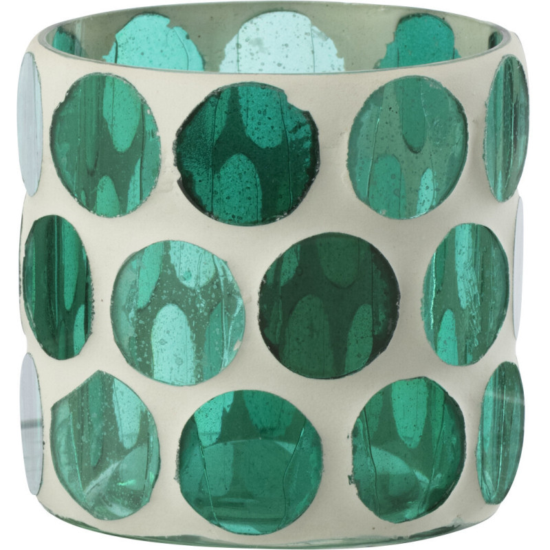 Photophore Lumera en verre blanc et vert turquoise Ø7,5 cm 