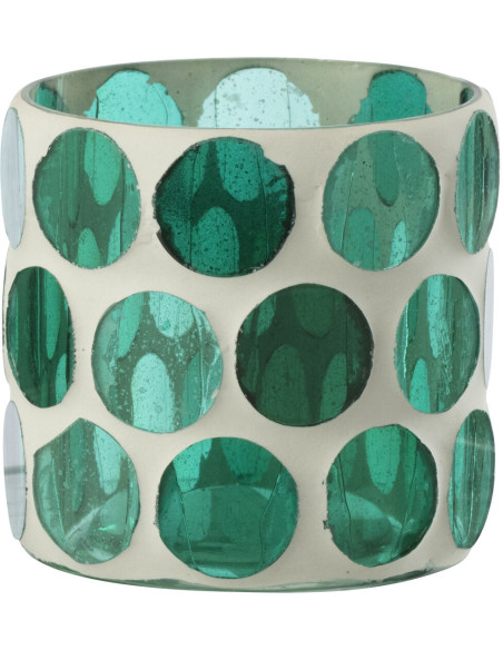 Photophore Lumera en verre blanc et vert turquoise Ø7,5 cm 