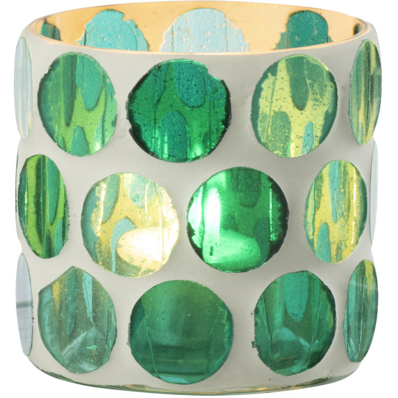 Photophore Lumera en verre blanc et vert turquoise Ø7,5 cm 
