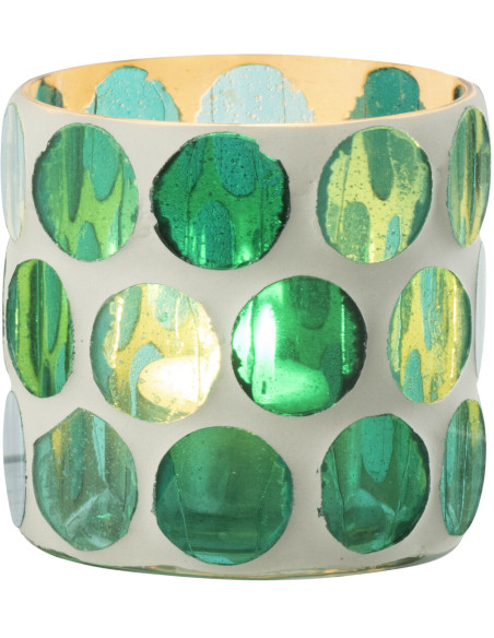 Photophore Lumera en verre blanc et vert turquoise Ø7,5 cm 