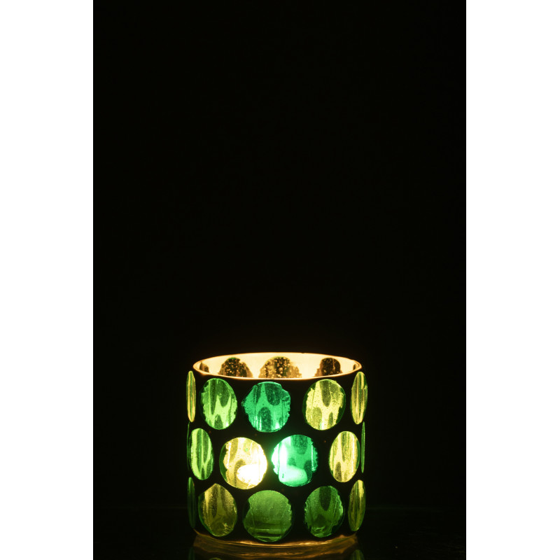 Photophore Lumera en verre blanc et vert turquoise Ø7,5 cm 