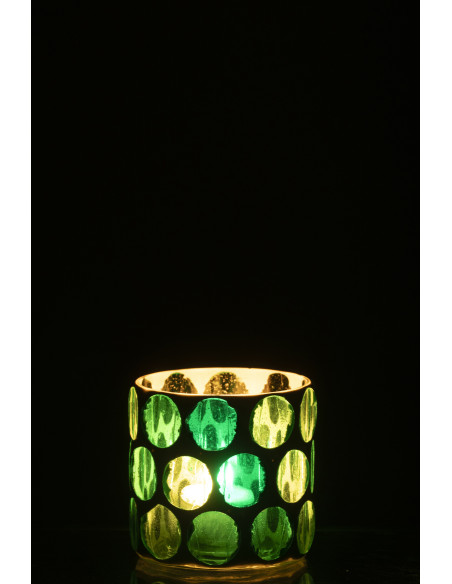 Photophore Lumera en verre blanc et vert turquoise Ø7,5 cm 