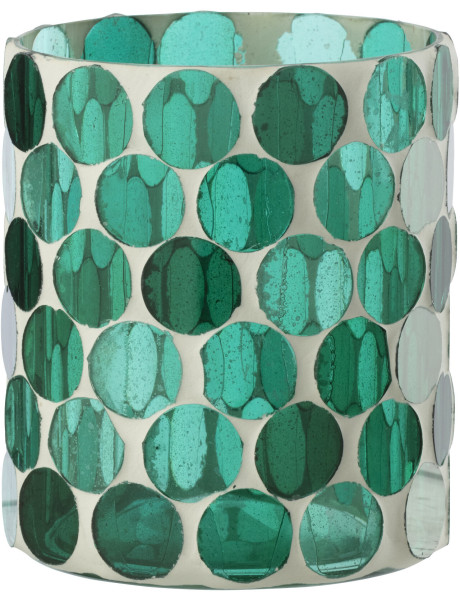 Photophore Lumera en verre blanc et vert turquoise Ø10 cm 