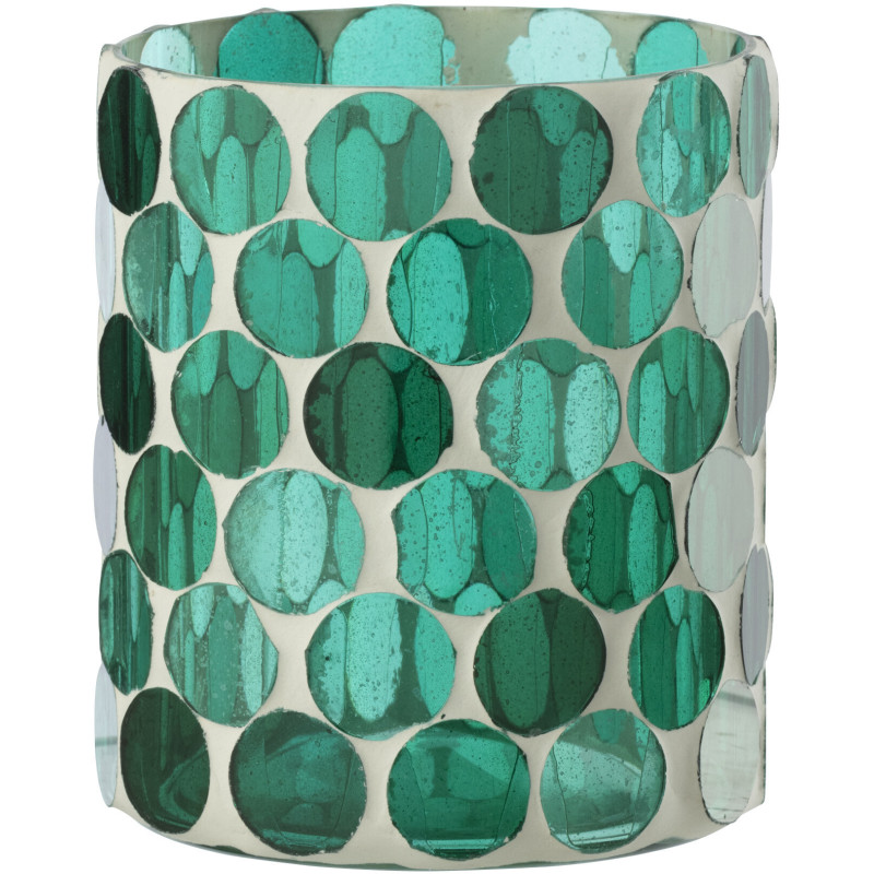 Photophore Lumera en verre blanc et vert turquoise Ø10 cm 