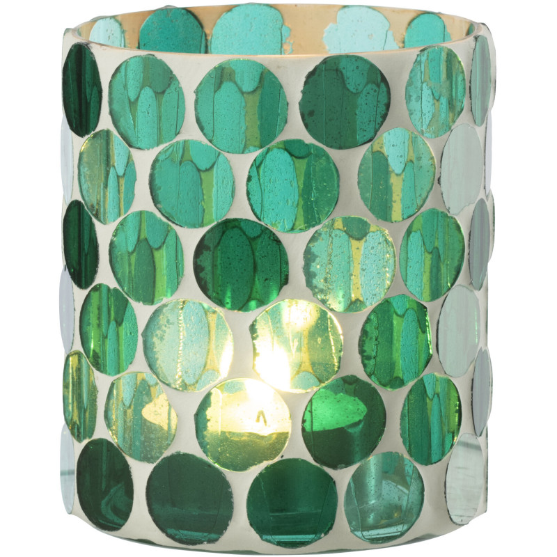 Photophore Lumera en verre blanc et vert turquoise Ø10 cm 