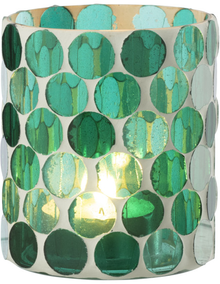 Photophore Lumera en verre blanc et vert turquoise Ø10 cm 
