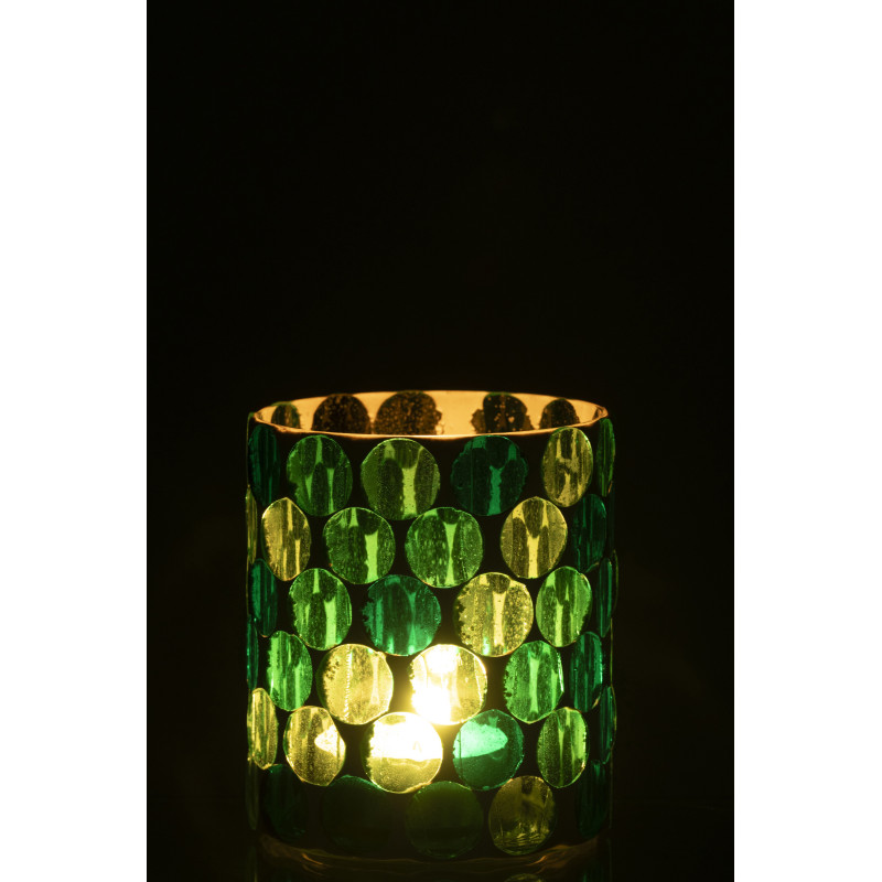 Photophore Lumera en verre blanc et vert turquoise Ø10 cm 