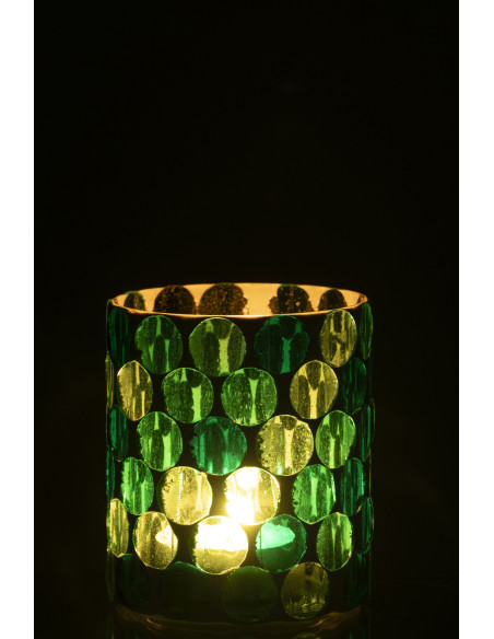 Photophore Lumera en verre blanc et vert turquoise Ø10 cm 