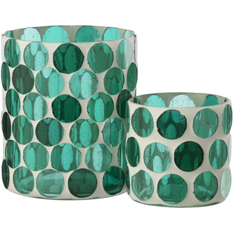 Photophore Lumera en verre blanc et vert turquoise Ø10 cm 