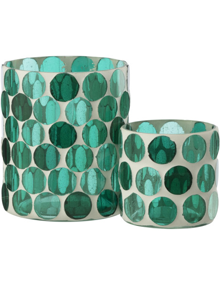 Photophore Lumera en verre blanc et vert turquoise Ø10 cm 